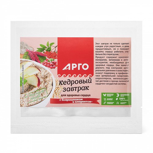 Завтрак кедровый для здоровья сердца с боярышником и амарантом, 40 г